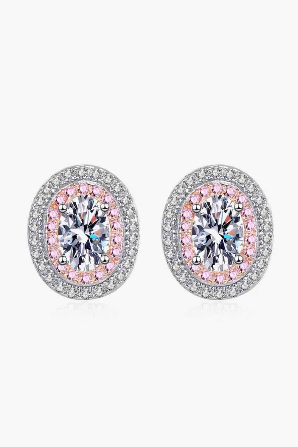 Platinum-Plated Moissanite Stud Earrings Pink White One Size Moissanite - Tophatter Daily Deals